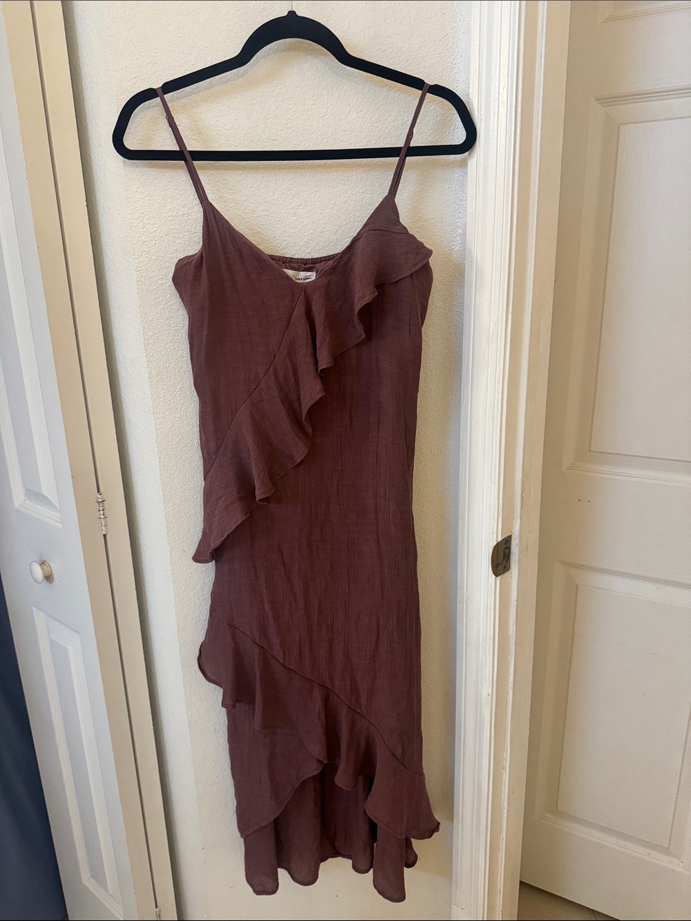 june & hudson Mauve Ruffle Midi Slip Dress